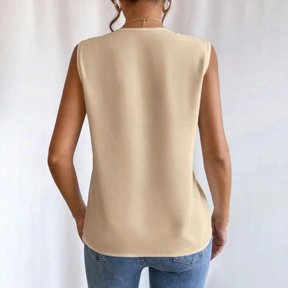 Beige blouse met V-hals - Sophie