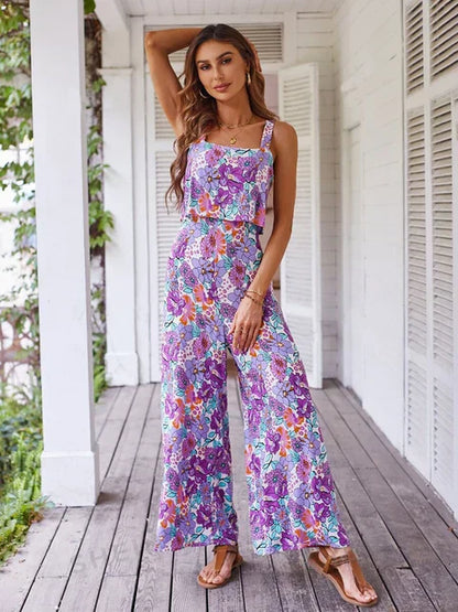 Breanna - Gebloemde jumpsuit met wijde pijpen