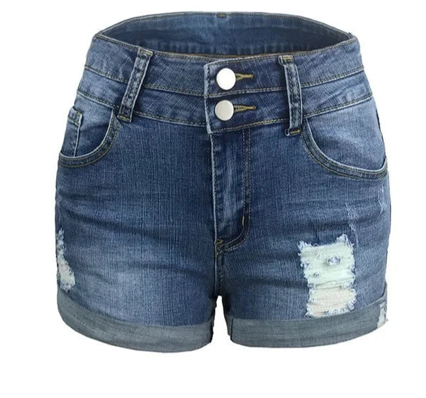 Bianca - Zwarte denim shorts met een used look