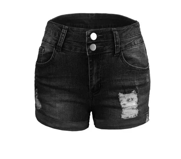 Bianca - Zwarte denim shorts met een used look