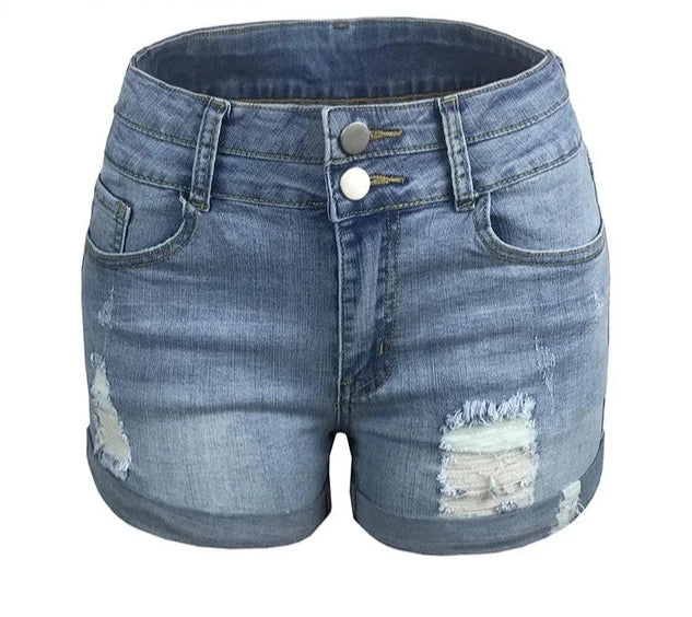 Bianca - Zwarte denim shorts met een used look