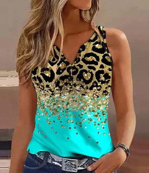 Turquoise luipaard blouse top - Mila