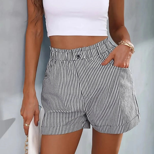 Elisa - Gestreepte paperbag shorts