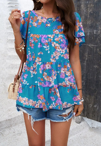 Elisa - Bloemenprint chiffon blouse