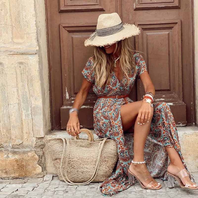 BONIA - Lange maxi-jurk in boho-stijl