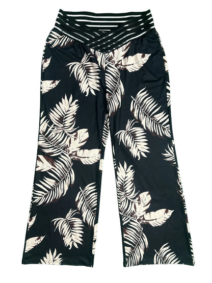 Zwarte broek met palmprint - Vanessa