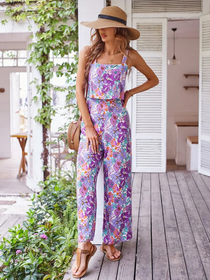 Breanna - Gebloemde jumpsuit met wijde pijpen