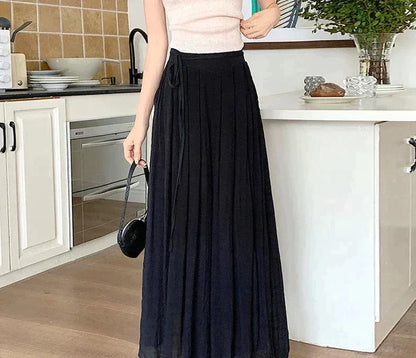 Anna - Roze maxi linnen rok