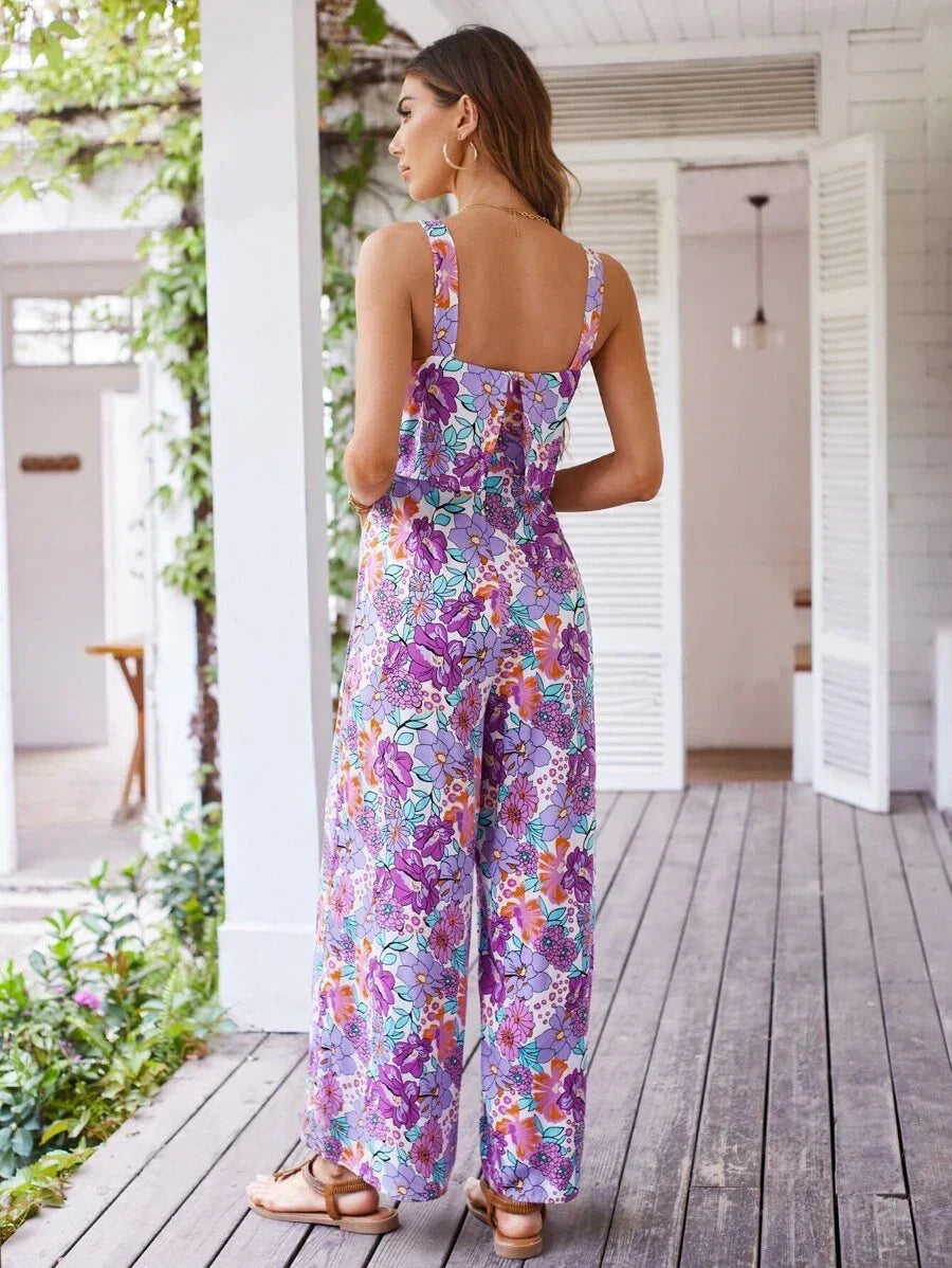 Breanna - Gebloemde jumpsuit met wijde pijpen