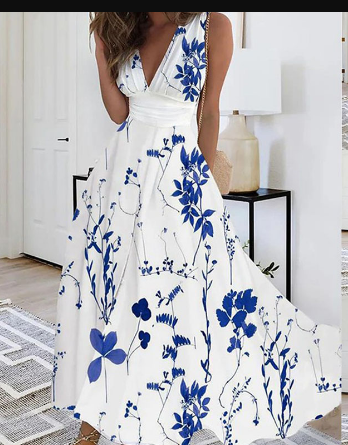 SpringStil® - Chique maxi-jurk met één schouder en print