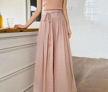 Anna - Roze maxi linnen rok