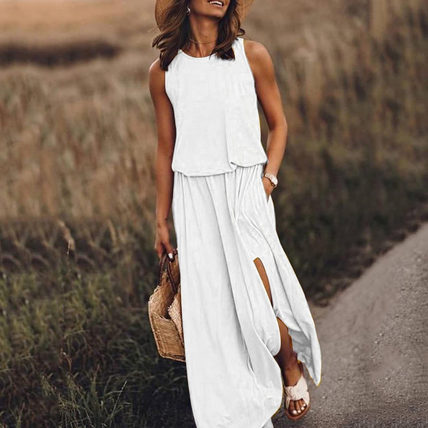 Amelia - Relaxte witte maxi jurk