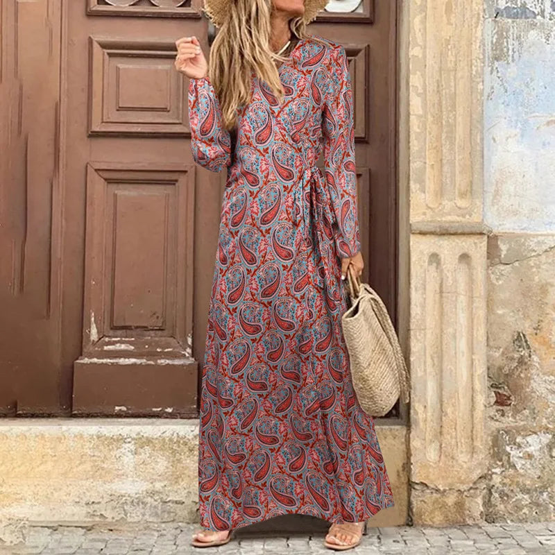 Carmen - Bohemian maxi jurk in rood