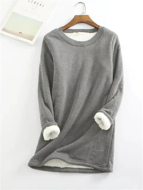 Wijnrood fleece shirt met knusse voering - Lara