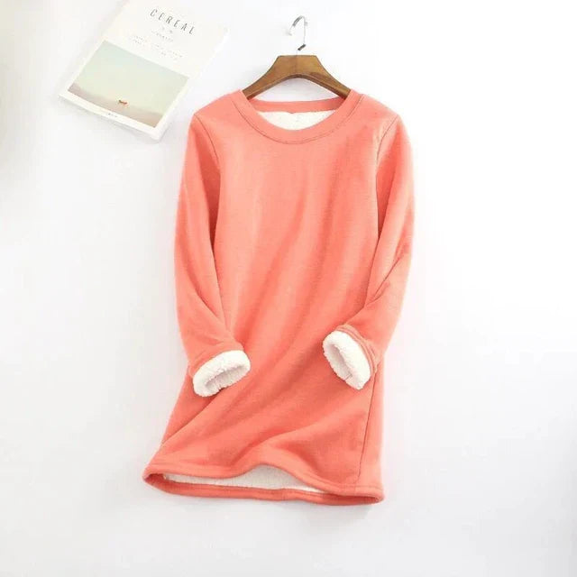 Wijnrood fleece shirt met knusse voering - Lara