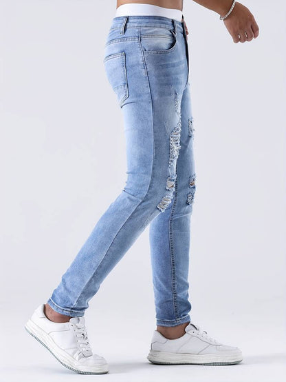 Sebastian - slim-fit jeans met casual scheuren