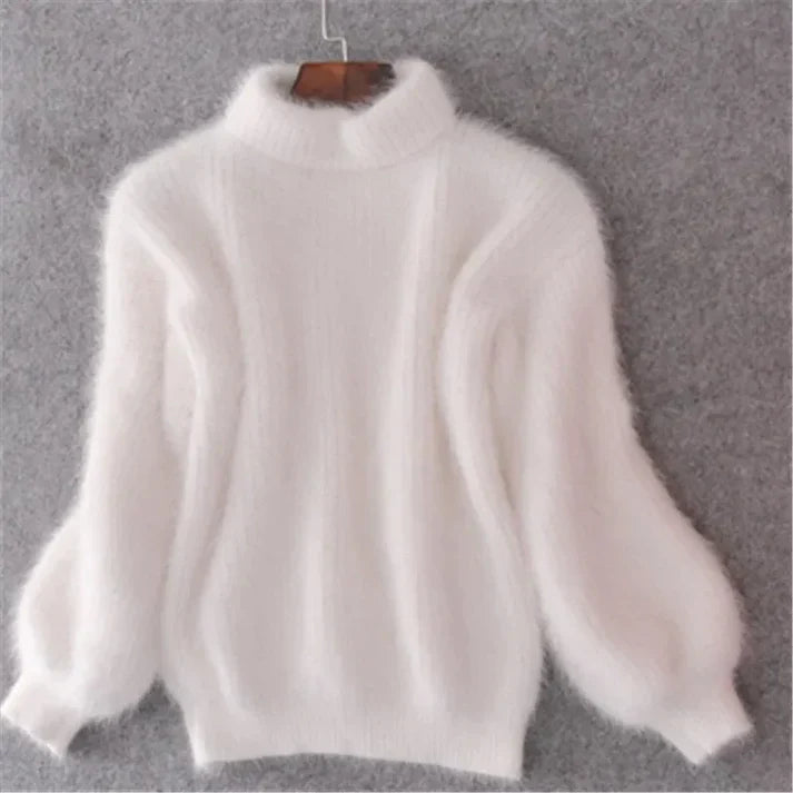 Taylor - los gebreide trui in effen kleur - vintage-angora-sweater