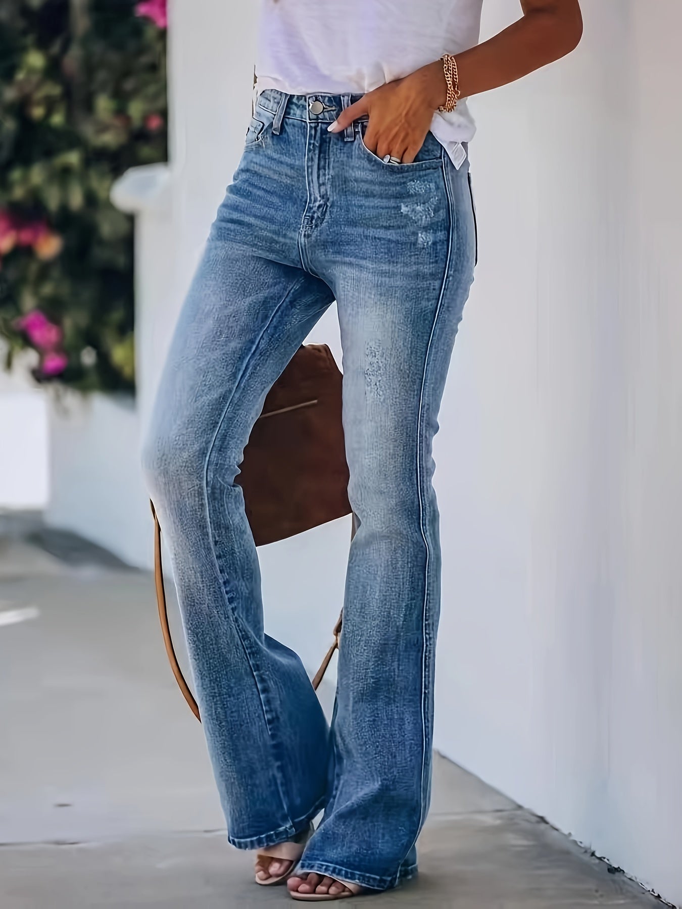 Blauwe bootcut jeans - Laura