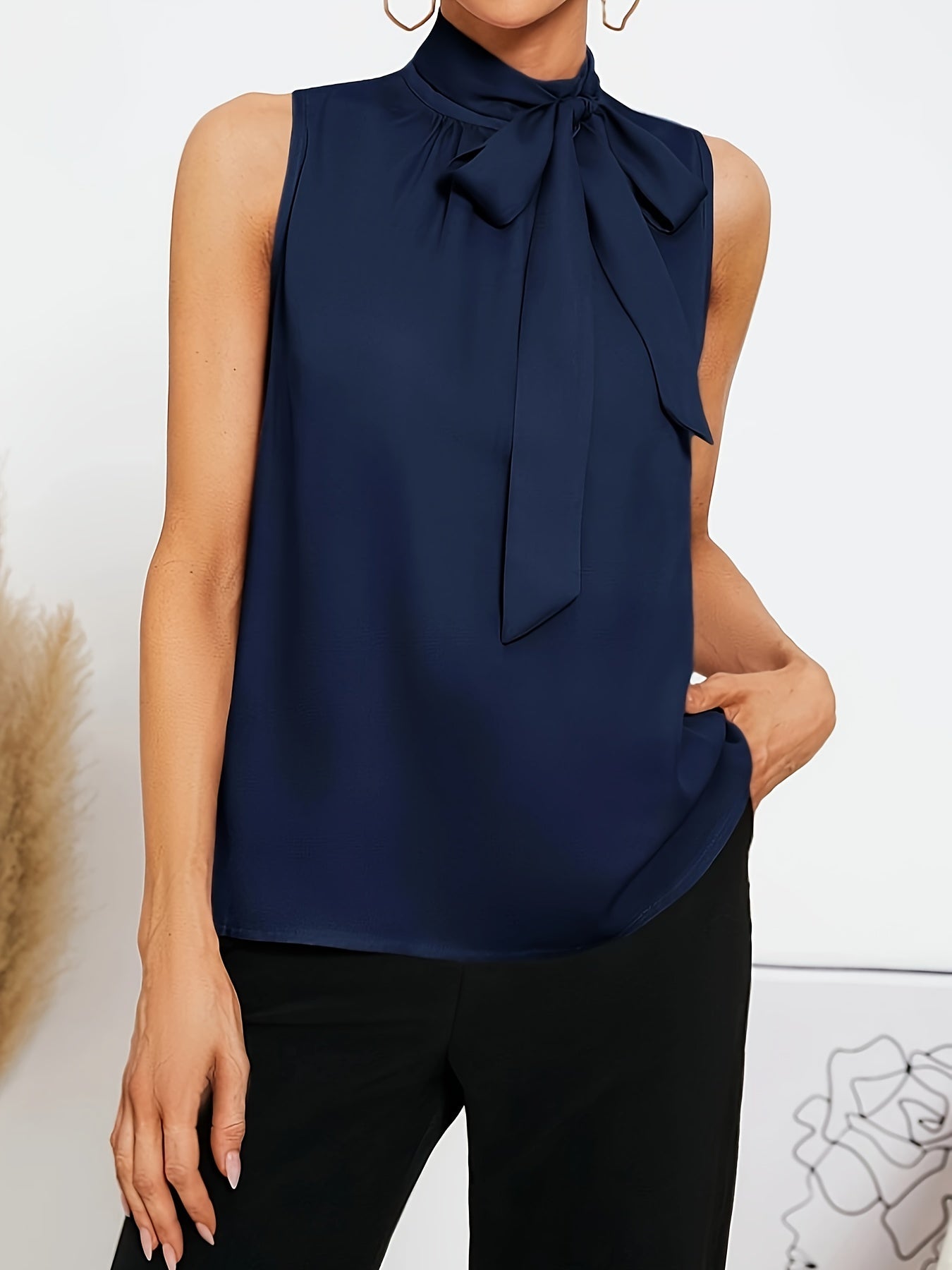 Donkerblauwe strikblouse - Amelie