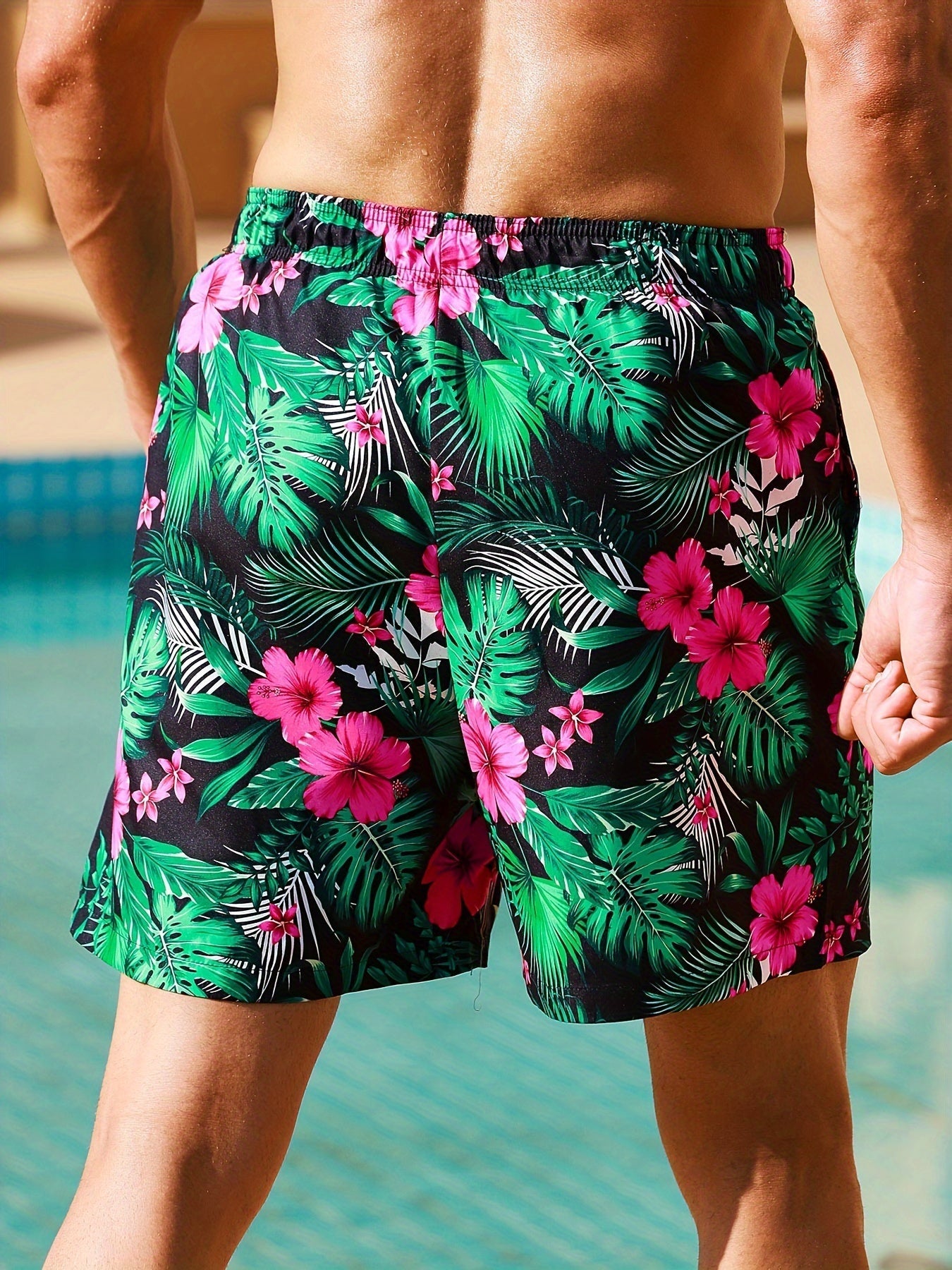 Tropische short met bloemenmotief - Leo