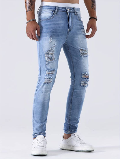 Sebastian - slim-fit jeans met casual scheuren