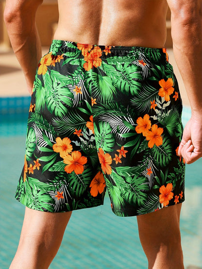 Tropische short met bloemenmotief - Leo