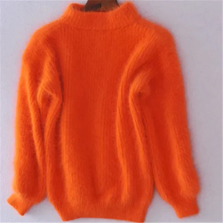 Taylor - los gebreide trui in effen kleur - vintage-angora-sweater