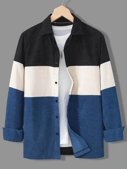 Patrick - casual colorblock overhemd met lange mouwen