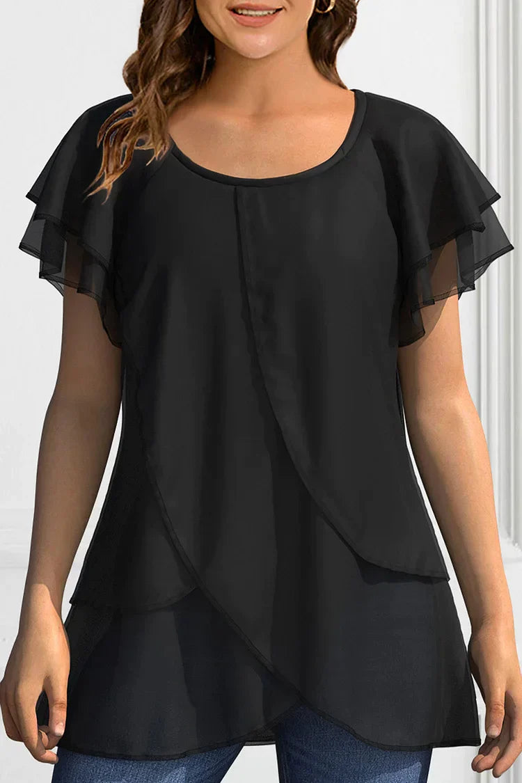 Willets volant blouse in plus size