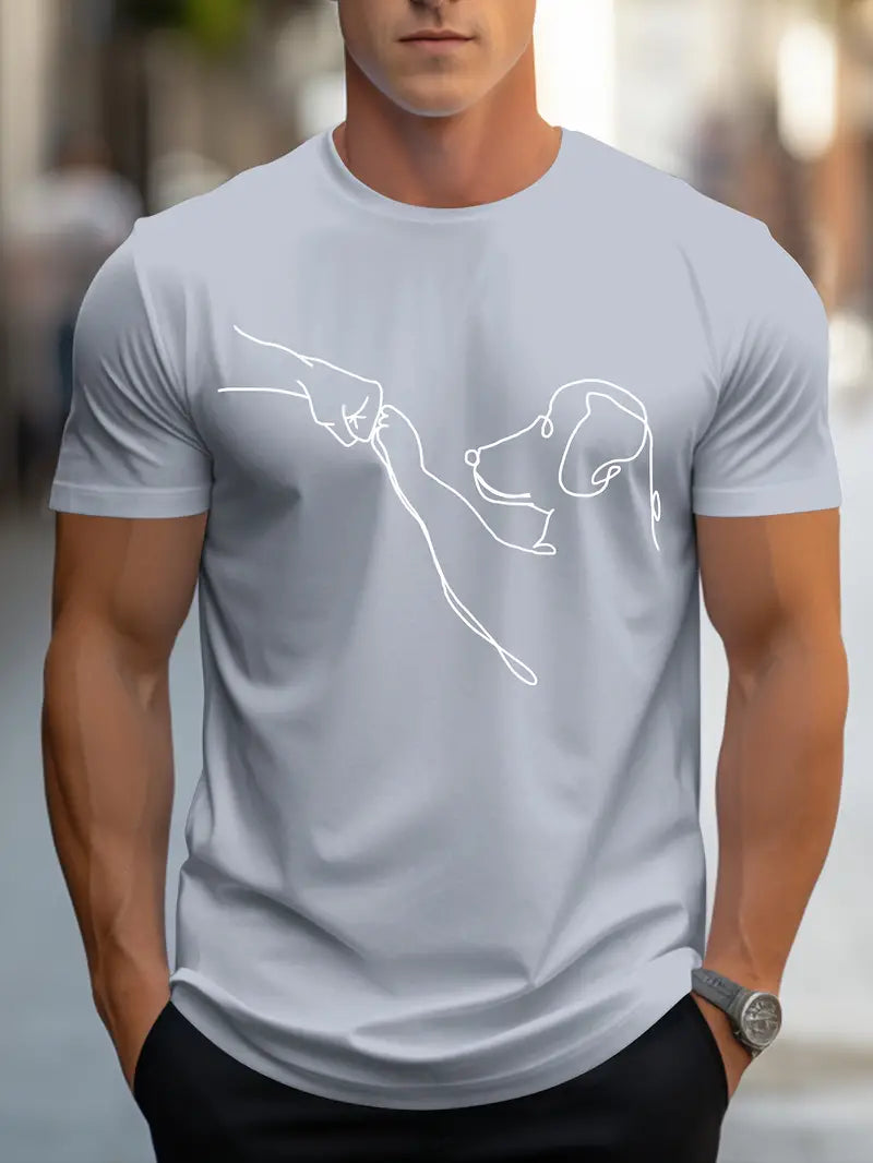 Robert - comfortabel T-shirt met ronde hals en hondenmotief voor heren