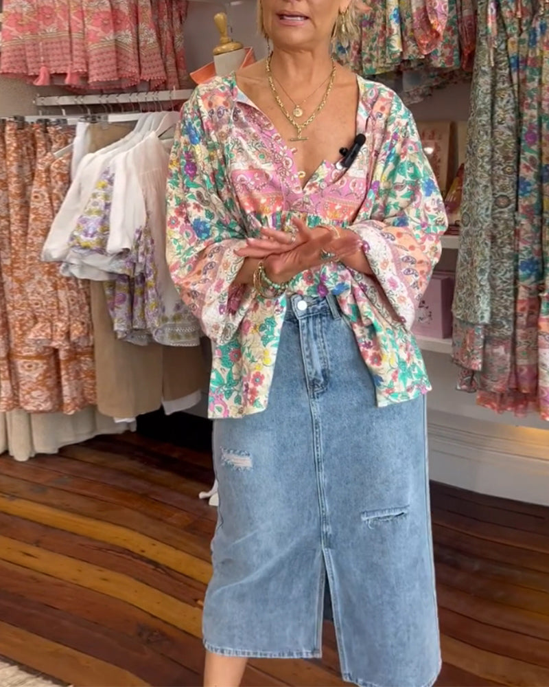 Casual blouse met kleurrijke bloemenprint