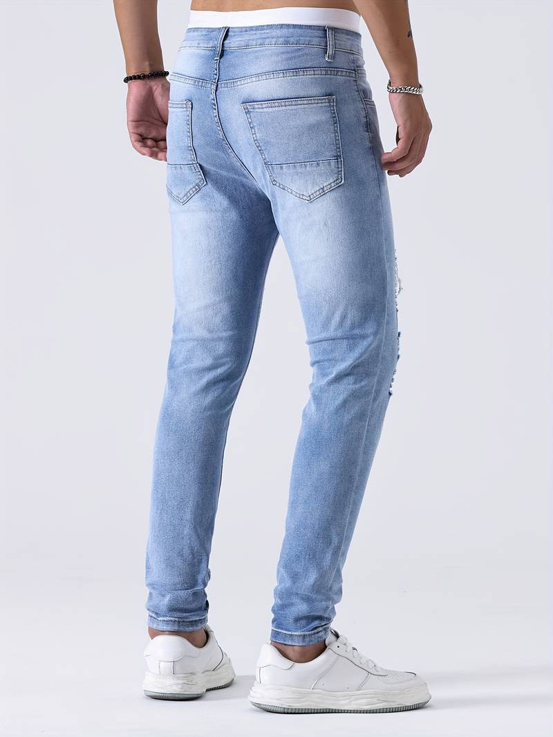 Sebastian - slim-fit jeans met casual scheuren