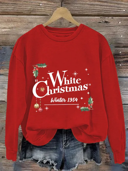 Dames sweatshirt met witte kerstprint