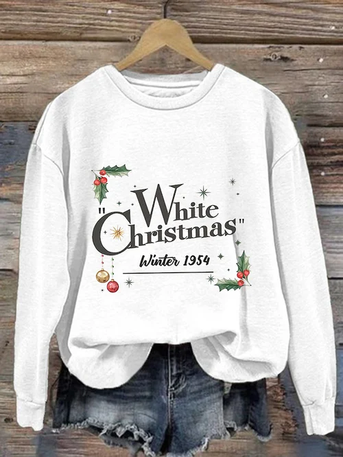 Dames sweatshirt met witte kerstprint