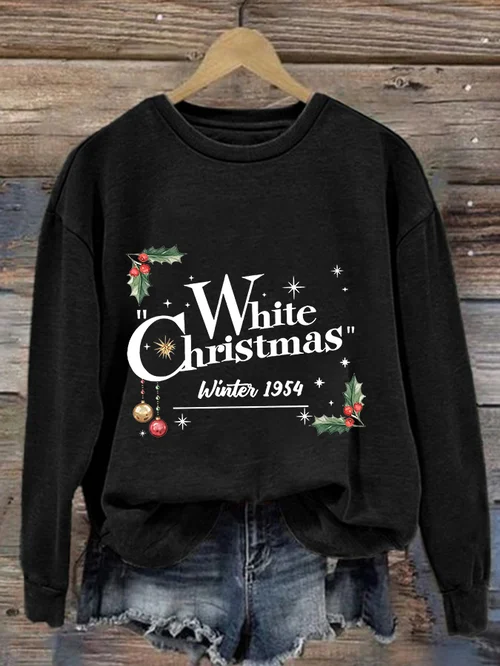 Dames sweatshirt met witte kerstprint