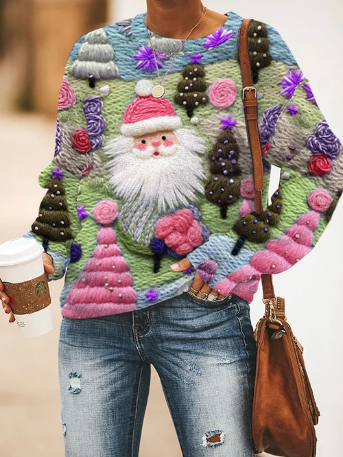 Roze kerstmanstrui voor vrouwen kersttrui