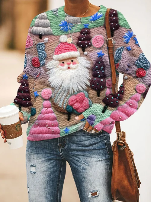 Roze kerstmanstrui voor vrouwen kersttrui