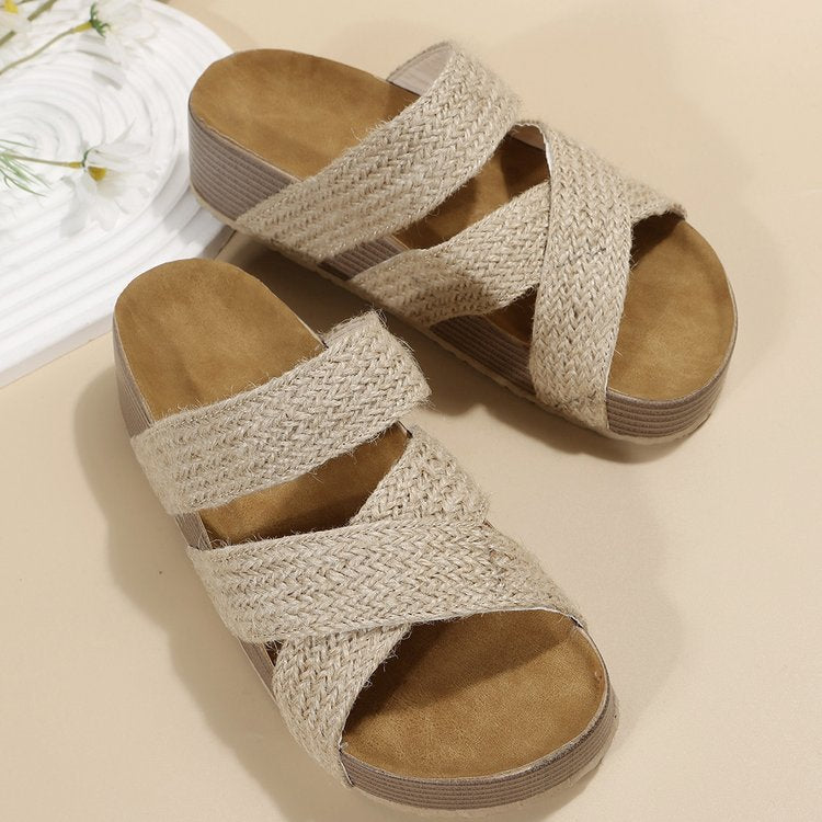 Ava™ orthopedische gevlochten zomer plateausandalen met kruisbandjes