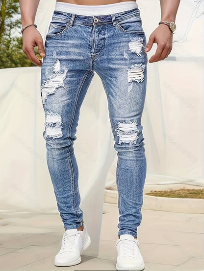 Sebastian - slim-fit jeans met casual scheuren