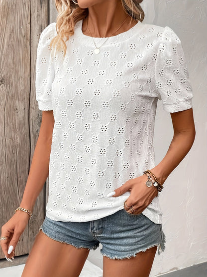 Witte blouse met geperforeerd patroon - Sophia