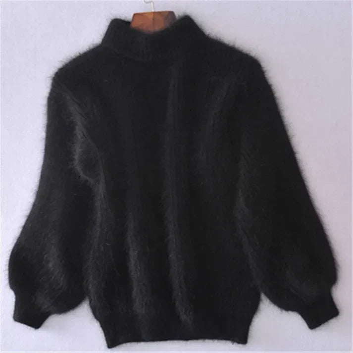 Taylor - los gebreide trui in effen kleur - vintage-angora-sweater