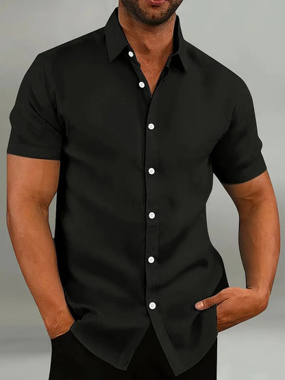 Brian - casual button-down met korte mouwen