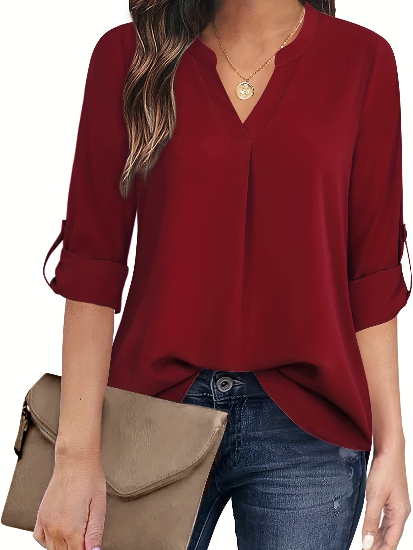 Wijnrood blouse shirt - Clara