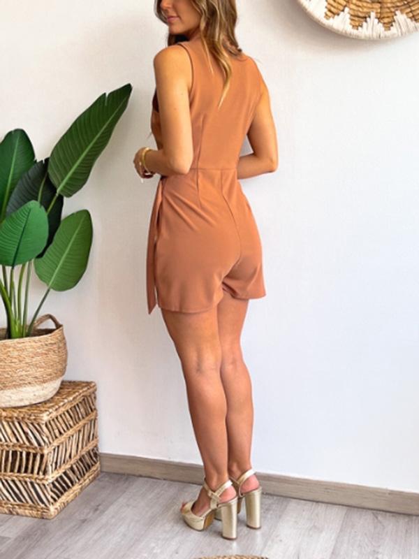 Sophie - Zwarte jumpsuit met overslagkraag