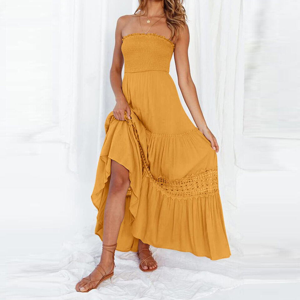 Celeste - Zomerse off-the-shoulder jurk met kanten afwerking