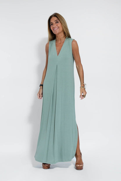 Elegante maxi-jurk met V-hals - Wenen