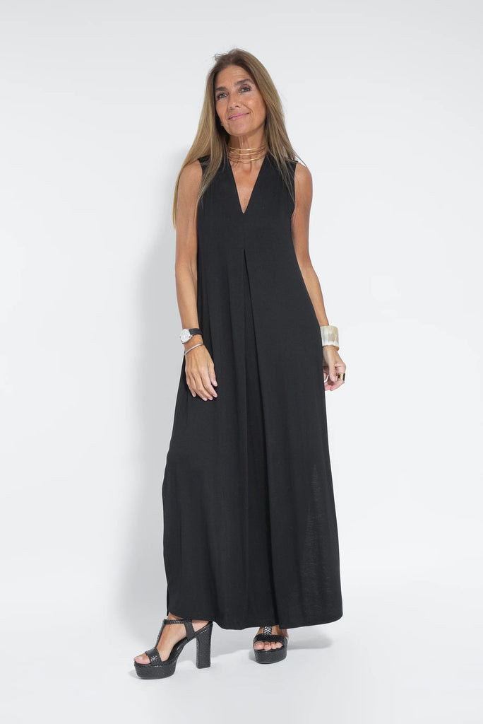 Elegante maxi-jurk met V-hals - Wenen