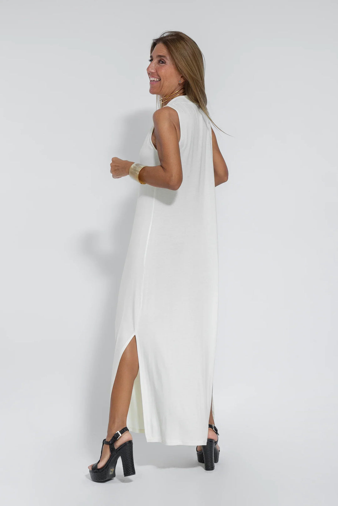 Elegante maxi-jurk met V-hals - Wenen