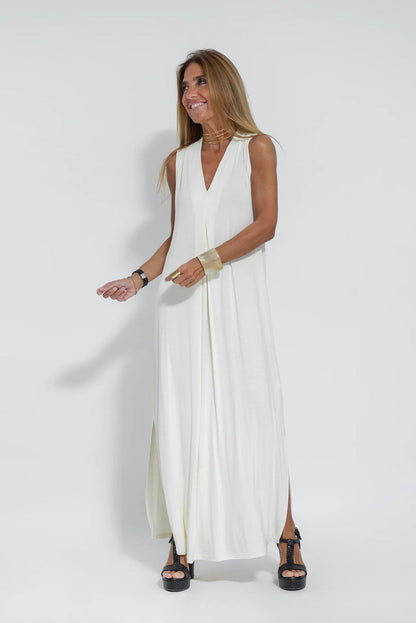 Elegante maxi-jurk met V-hals - Wenen