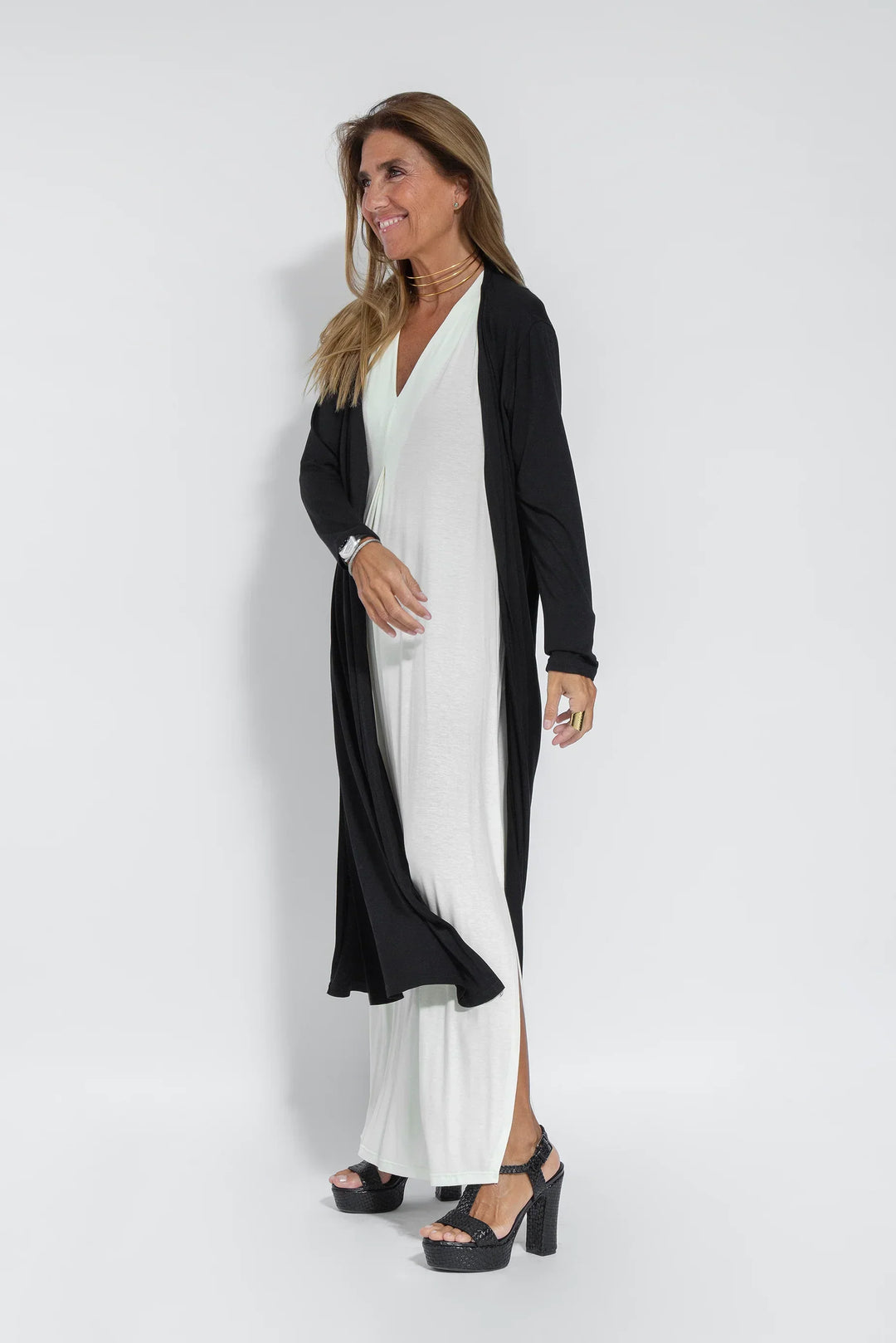 Elegante maxi-jurk met V-hals - Wenen